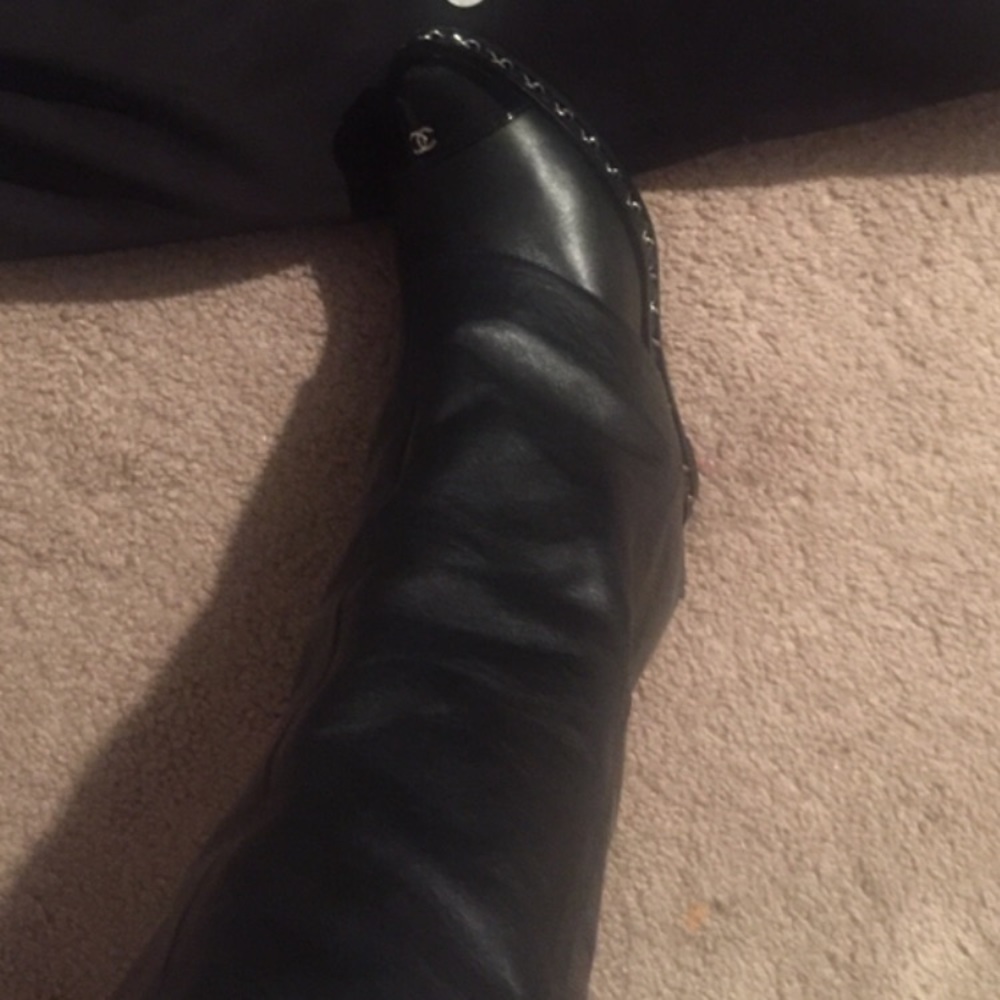 Authentic Chanel black leather boots